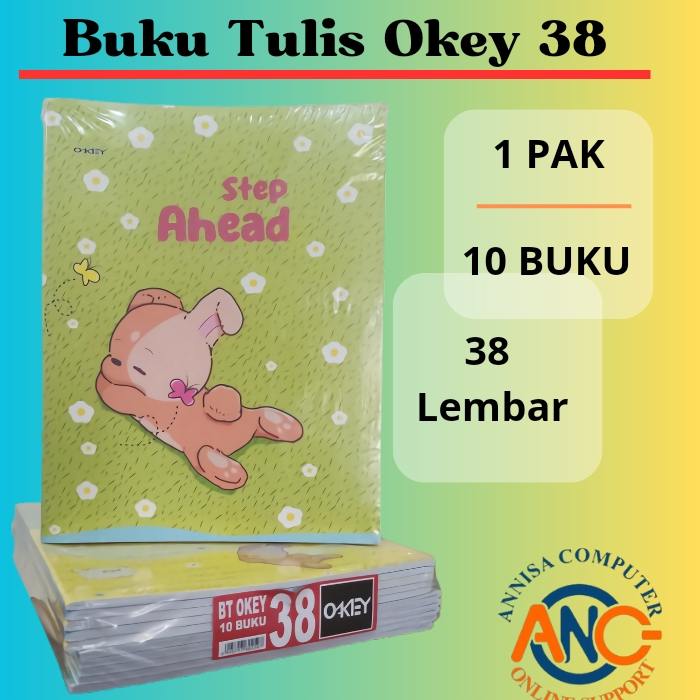 

Buku Tulis Sekolah OKEY 38 lembar / isi 10 buku / MURAH - OKEY