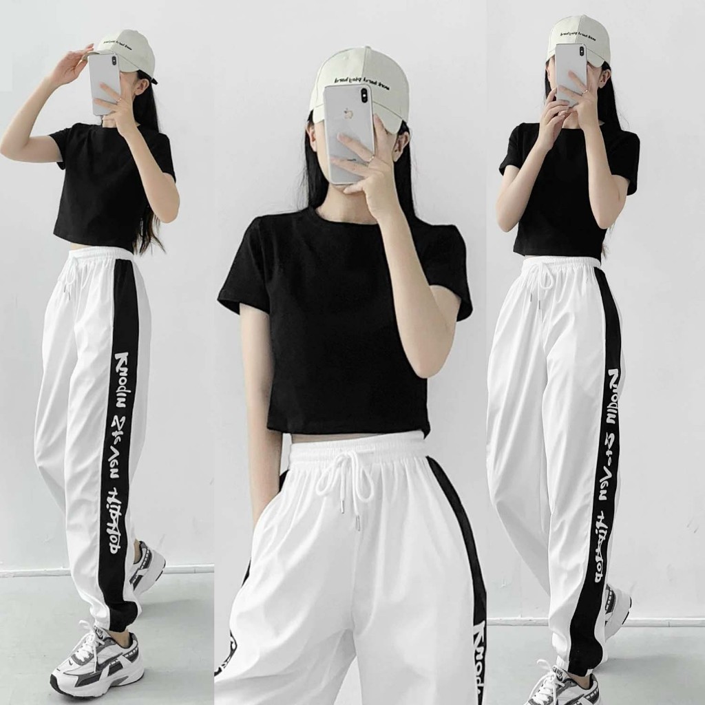 KAOS CROP TOP TEE / BAJU CROP TOP / T SHIRT CROP TEE / CROP LENGAN PENDEK / CROP TOP LENGAN PANJANG