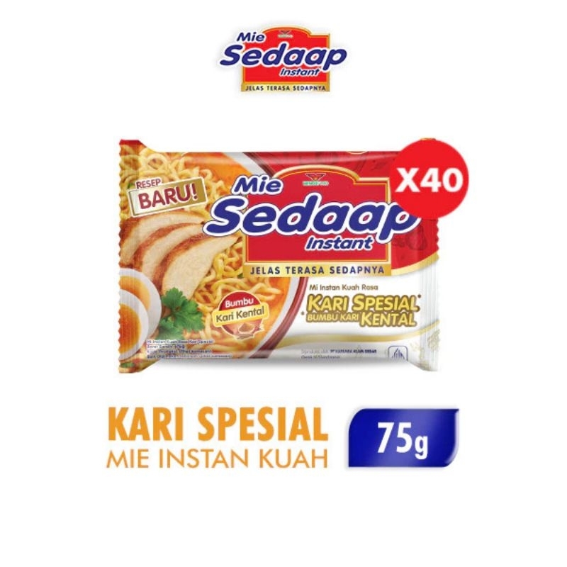 

SEDAAP MIE INSTAN KUAH KARI KENTAL SPESIAL 75G 1 KARTON ISI 40PCS
