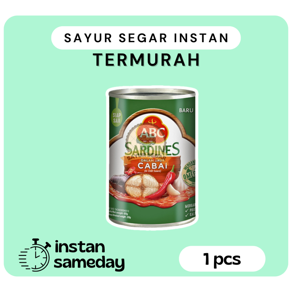 

Sarden ABC Cabai, Ikan Sarden Cabai, Sarden Kaleng 155gr - Sayursegarinstan