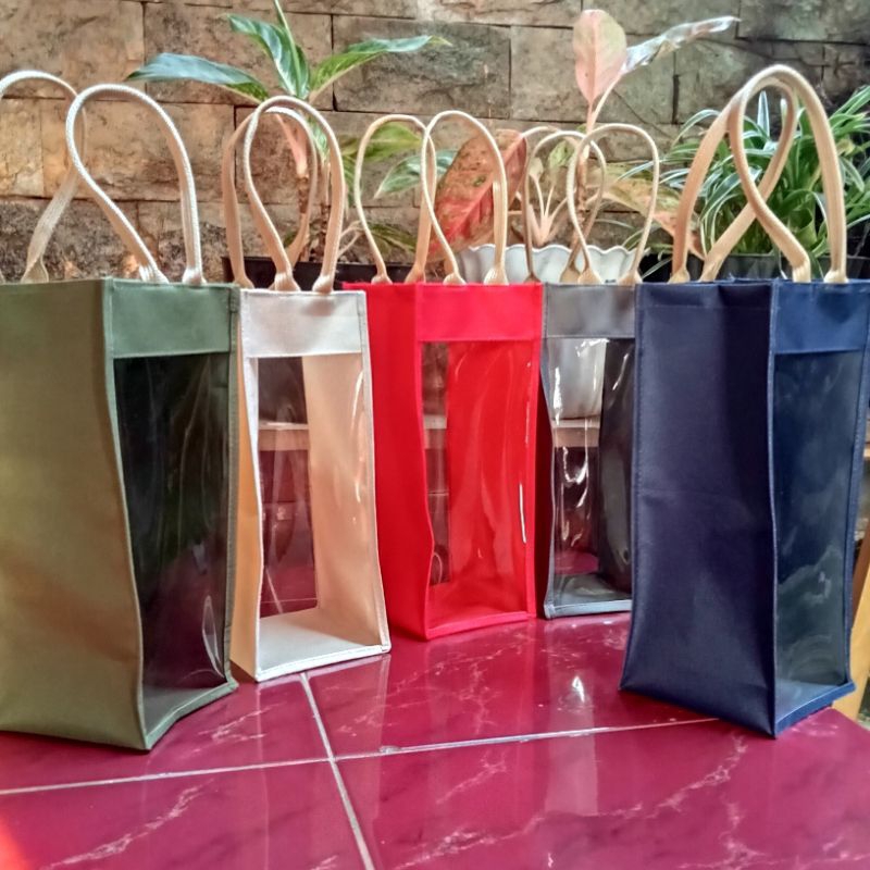 

tas botol souvenir, tas hampers kombinasi, gode bag, tas tenteng