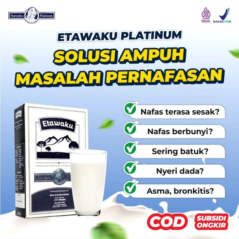 

Etawaku Platinum Susu Kambing Segar Etawa Bubuk Rendah Gula Dan Krimer Nabati Atasi Masalah Pernafasan Isi 200 Gram BPOM