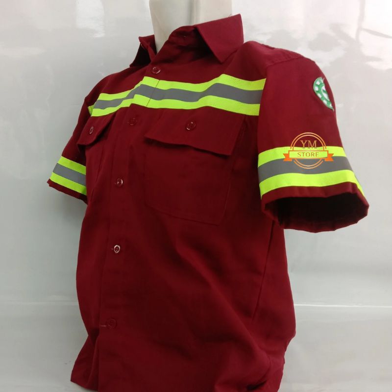 Baju safety lengan pendek / Baju safety k3 terbaru / Baju proyek  free logo