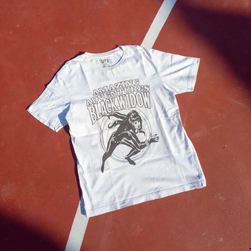 Baju Uniqlo x Marvel Black Widow Second origin kaos pria wanita ori murah kartun band vintage