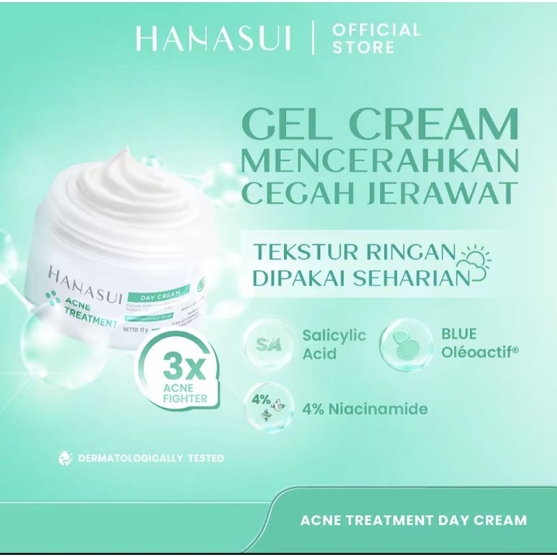 HANASUI ANTI ACNE TREATMENT DAY DAN NIGHT CREAM REAL NIACINAMIDE NO OVERCLAIM