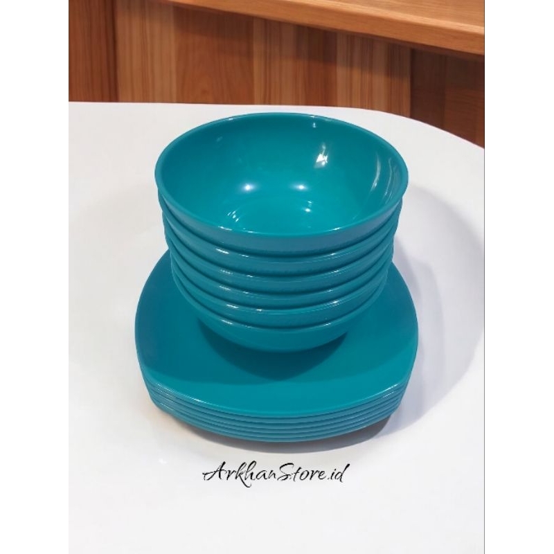 6 PCS PIRING KOTAK DAN 6 PCS MANGKUK MELAMIN SUPER TEBAL TOSCA