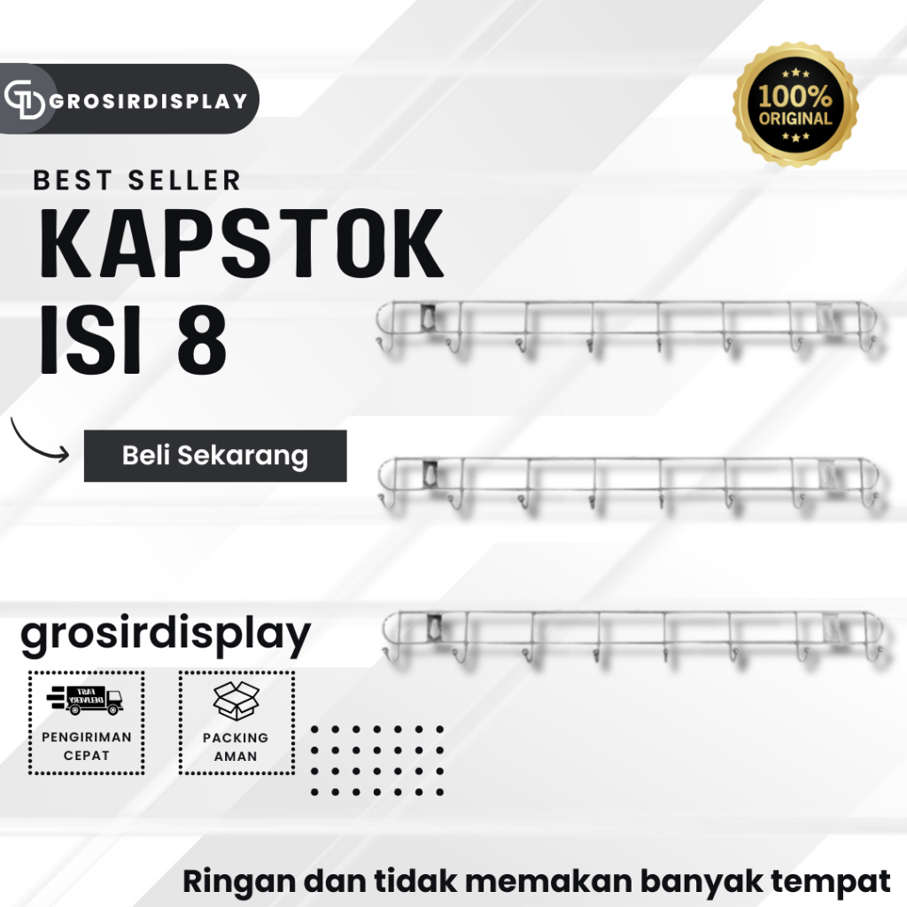 Kapstok ISI 8 Stainless Tebal Gantungan Baju Handuk Tempel Dinding Cantolan Pakaian Tempel Pintu