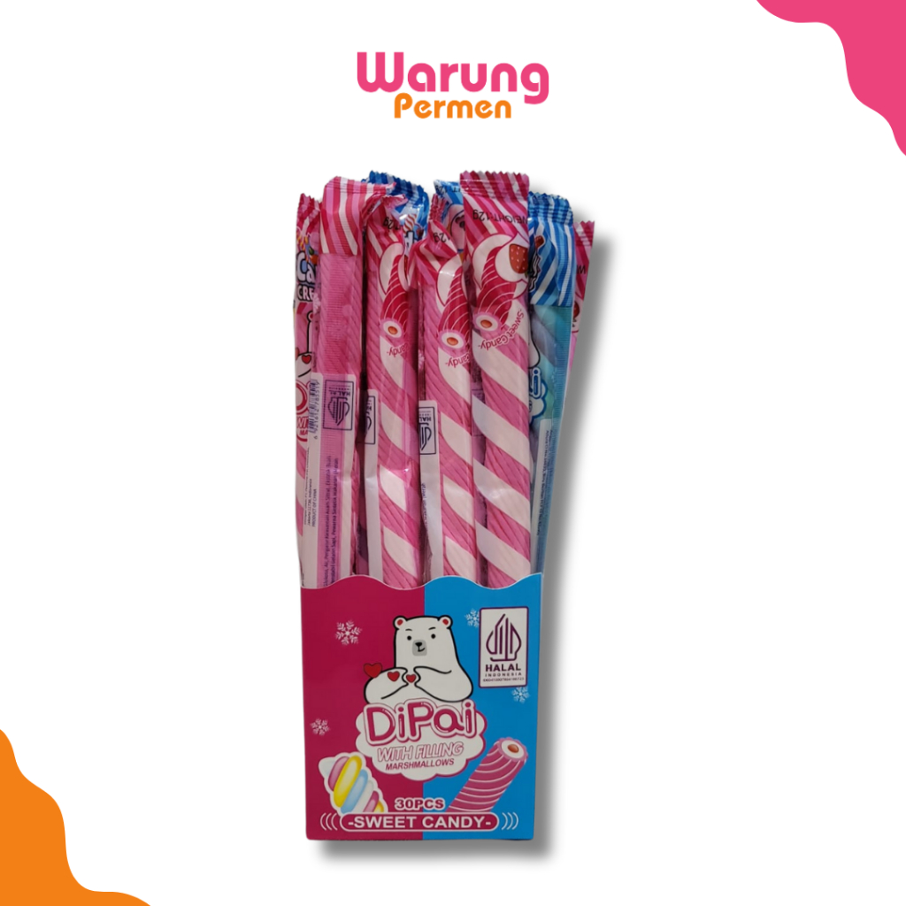 

Permen Marshmallow Panjang Rasa Stroberi Dipai 30 Pcs / Long Marshmallow Rainbow Sweet Candy