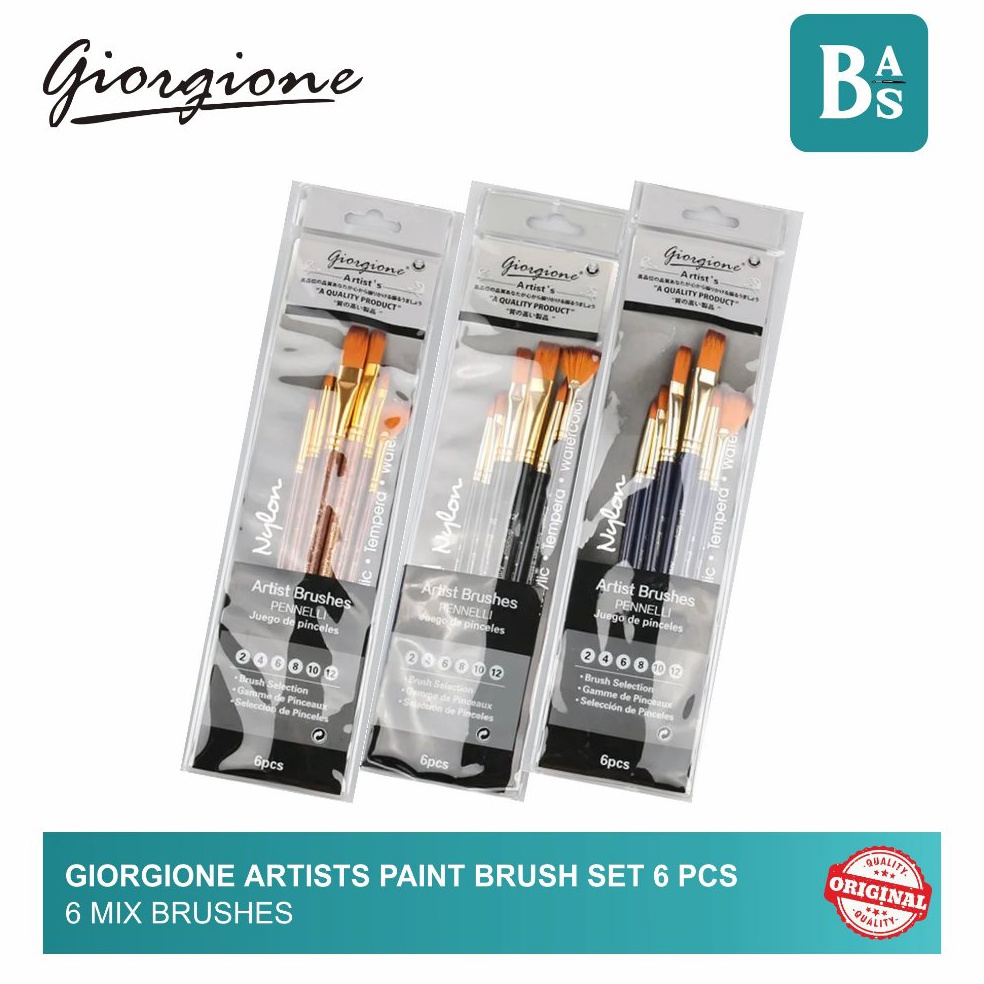 

KODE Q95A Giorgione Artists Paint Brushes Kuas Lukis Artis Set 6 Mix 1 Original Peralatan Melukis Terlaris dari BAS Bali Art Supplies Jakarta