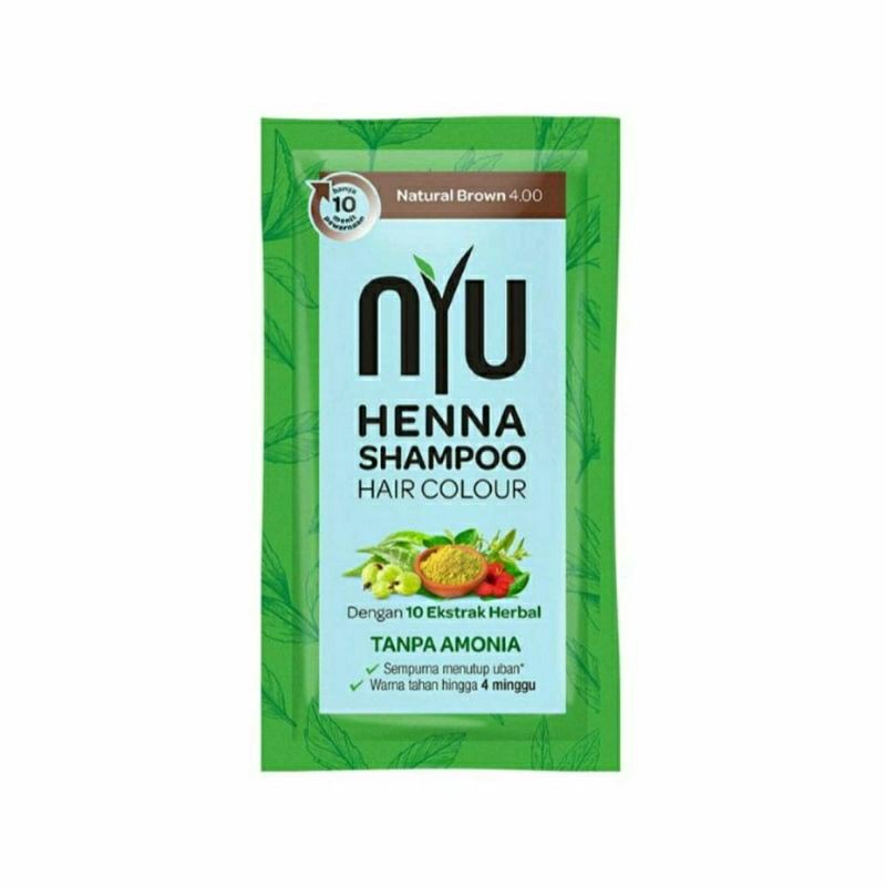 NYU Henna Shampoo Hair Color Sachet | Brown | Shampoo Pewarna Rambut