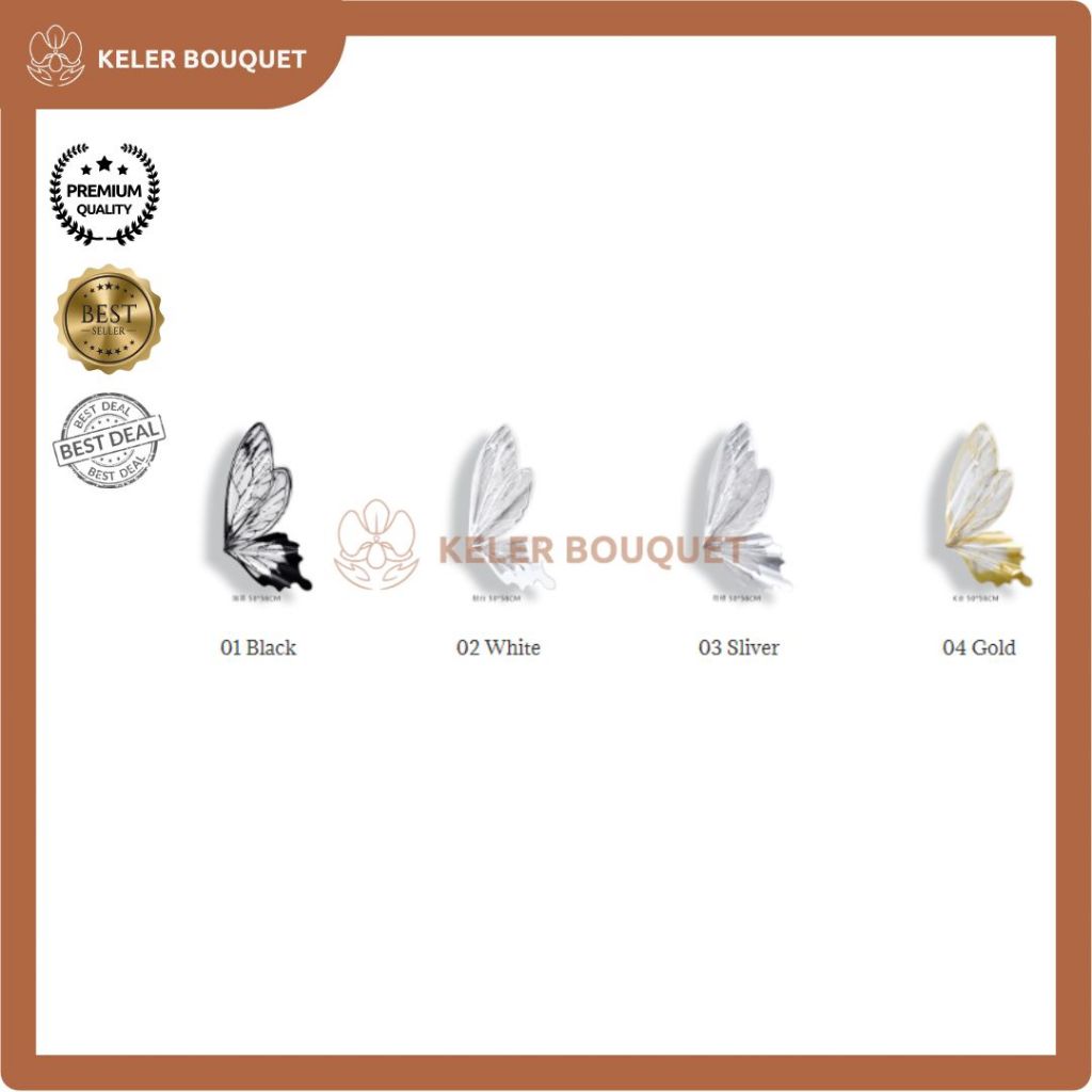 

(Isi 5 Lembar) Kertas Buket Bentuk Kupu-Kupu Bening Transparant Bouquet Paper Wrapping Butterfly