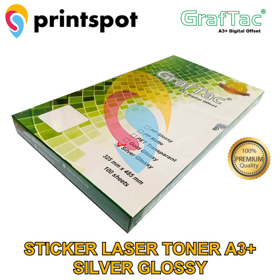 

Graftac REPACK isi 50 Lembar Sticker Vinyl Silver Gold Stiker Digital Print A3Laser