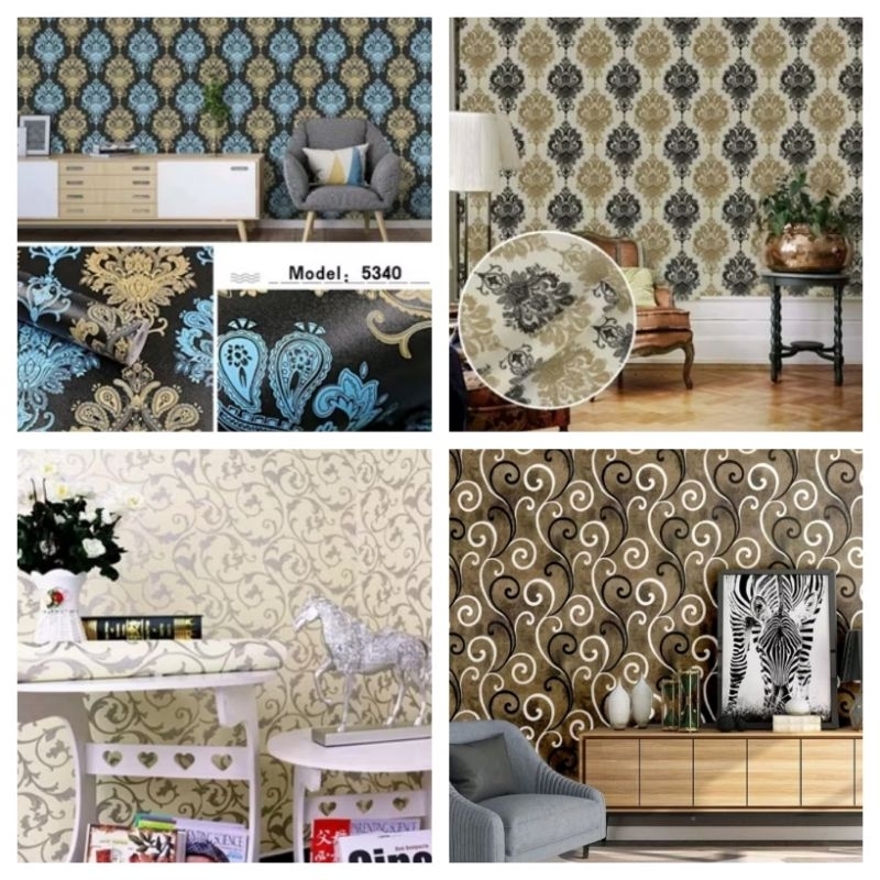 Wallpaper Dinding Batik Biru Wallpaper Dinding Mewah Wallpaper Dinding Stiker Wallpaper Kamar Wallpa