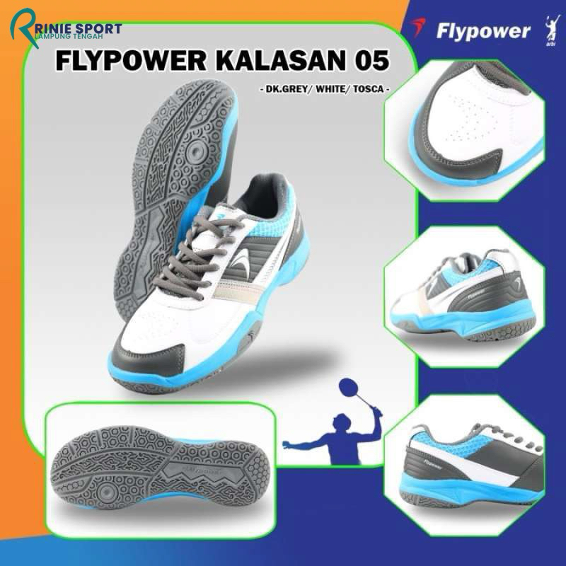 SEPATU BADMINTON KALASAN 05 DARK GREY/WHITE/TOSCA