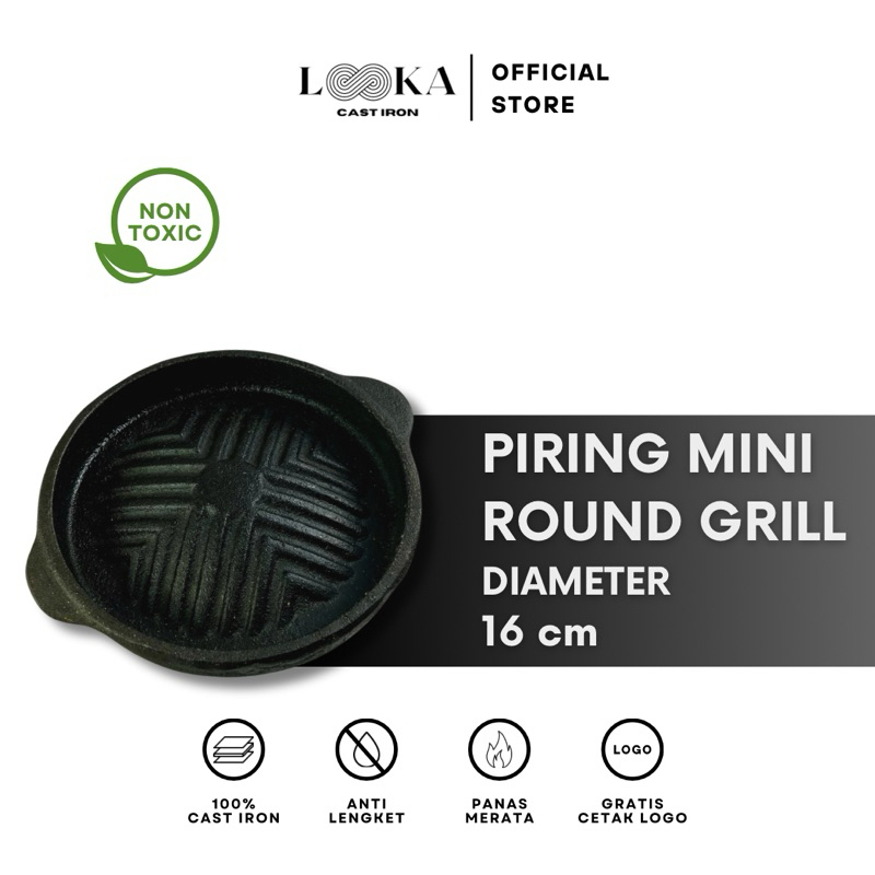 Looka Cast Iron Hot Plate BBQ Grill 16 cm