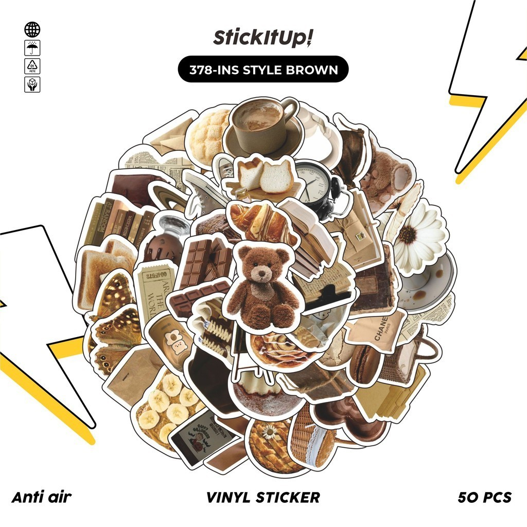 

COD✨ StickitUp100 Pcs INS Style Brown Keren Anti Air Untuk Dekorasi Notebook Sepeda Skateboard Handphone DIY