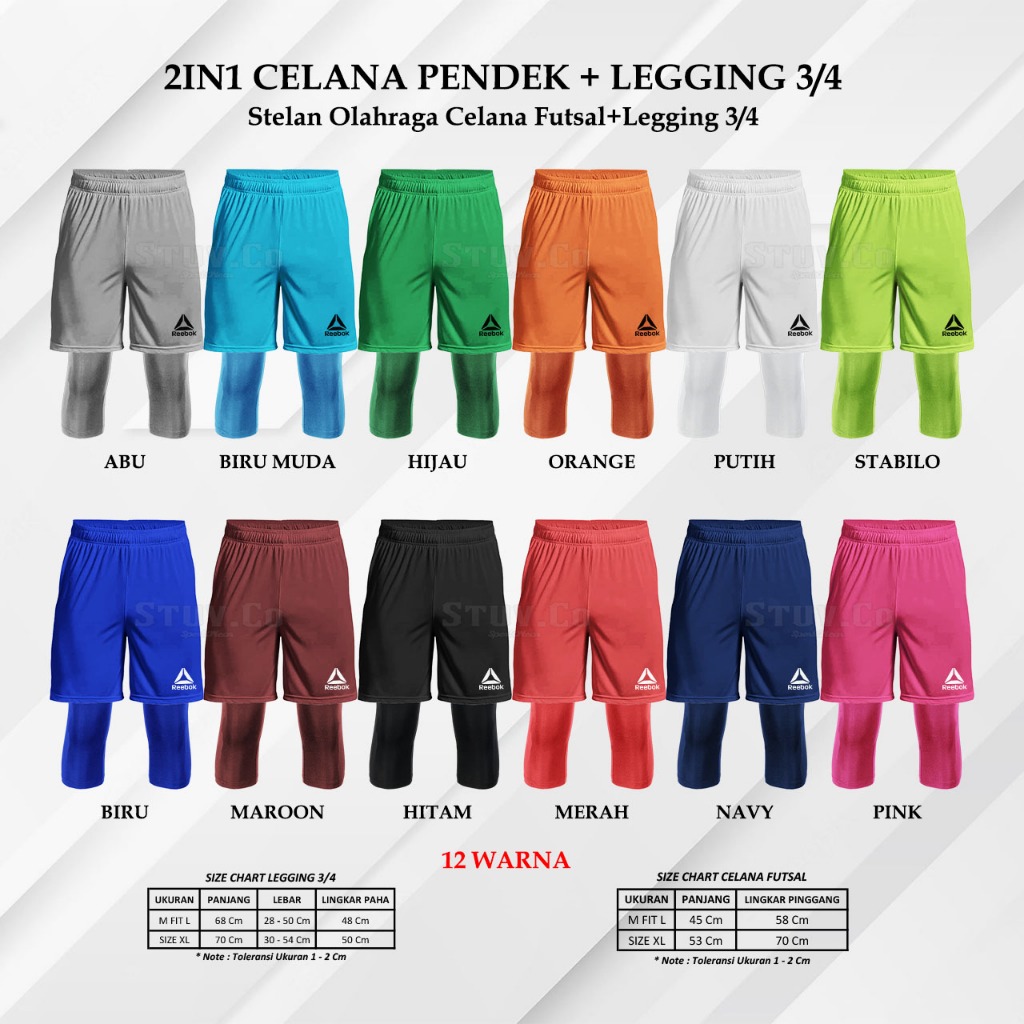 PAKET SETELAN 2IN1 CELANA PENDEK DRYFIT LEGGING BASELAYER 3/4 OLAHRAGA SEPEDA SENAM RENANG UNISEX