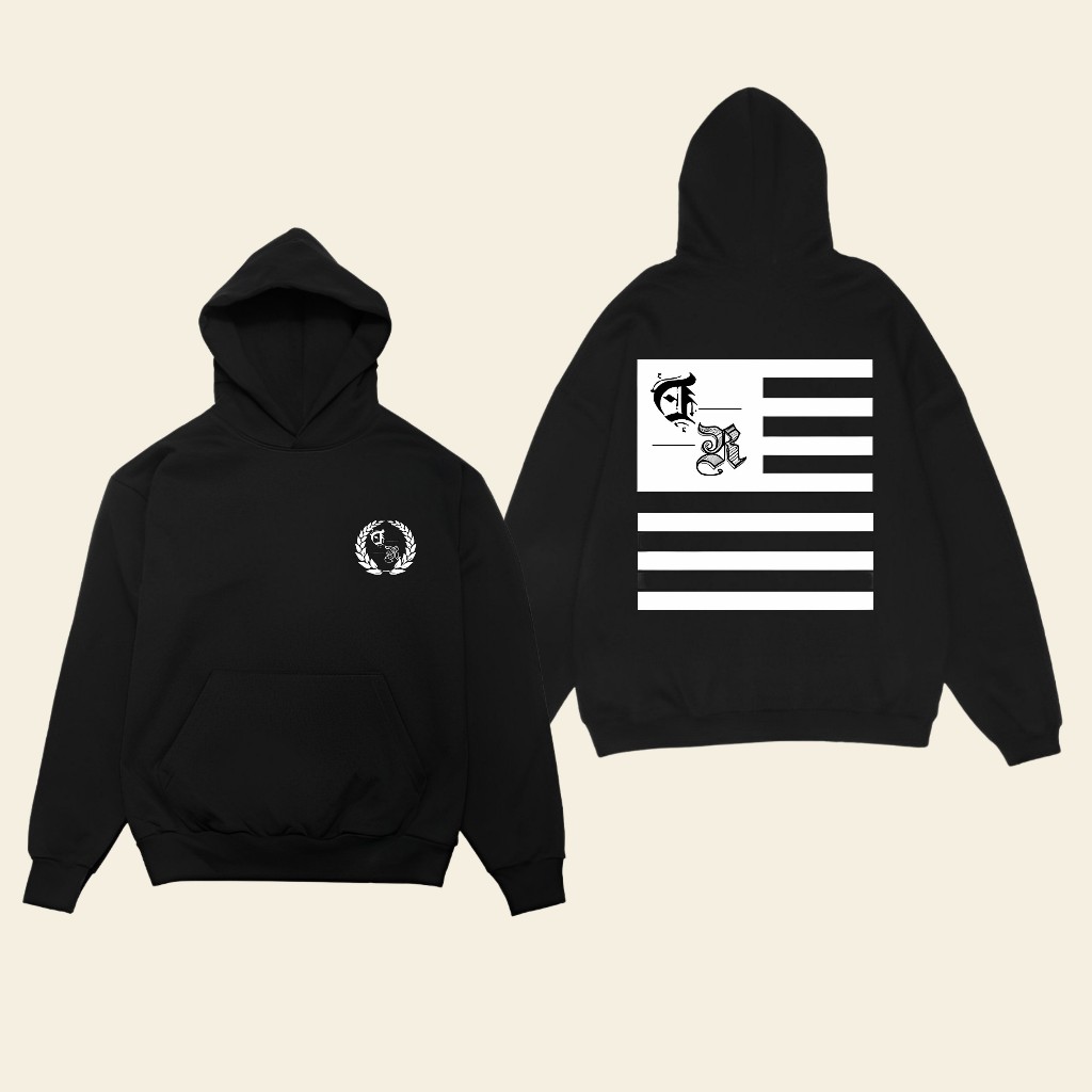 Promo Hoodie DR Daendels Road Kotak Bahan Cotton Fleece Hitam