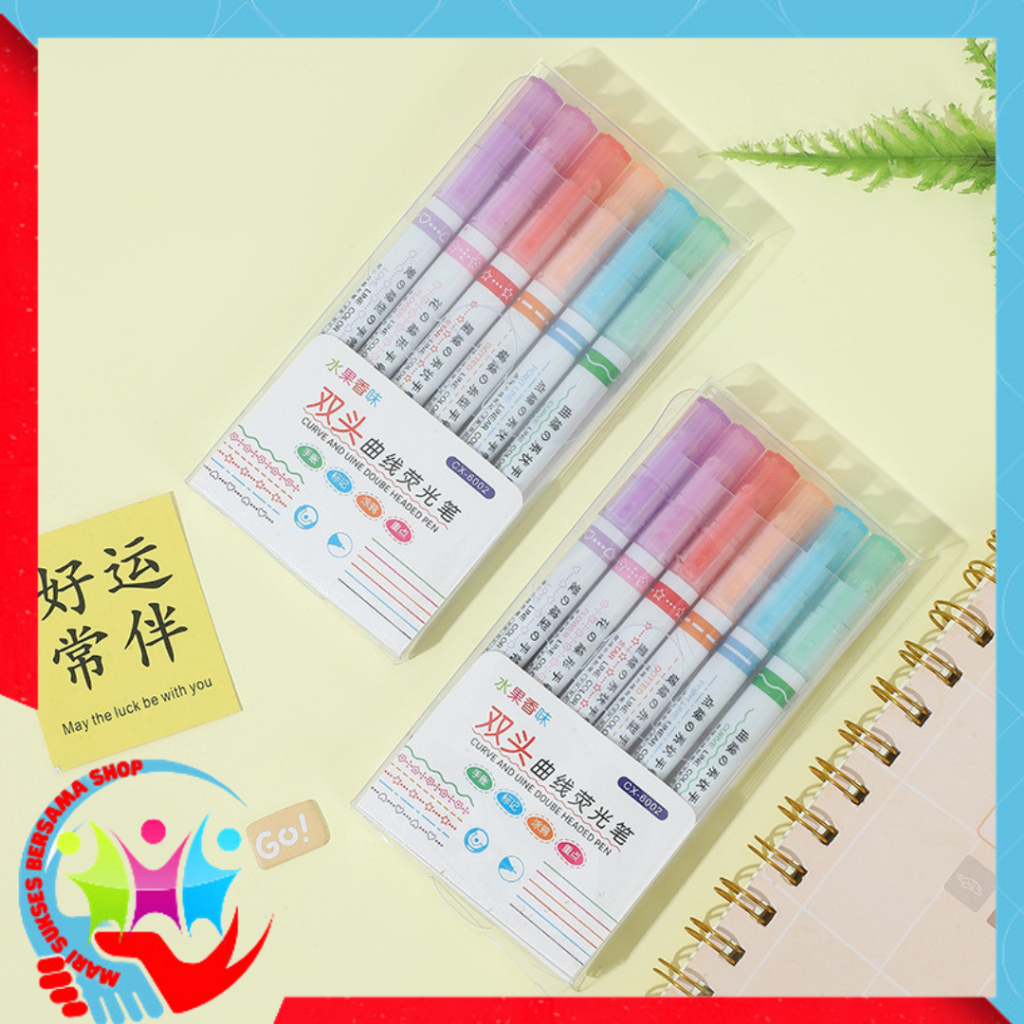 

MSBS Spidol Garis Aesthetic Warna Warni Spidol Garis Motif Lucu 1 Set 6 Pcs pulpen roller pen Higlighter Random Spidol Garis Line Marker Alat Tulis Kantor