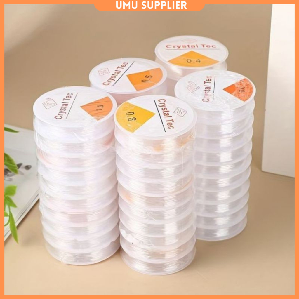 (UMU SUPPLIER) 10 PCS ELASTIC CRYSTAL TEC TEBAL UKURAN 0.4 0.5 0.6 0.7 0.8 1.0 MM PER 1 ROLL / SENAR