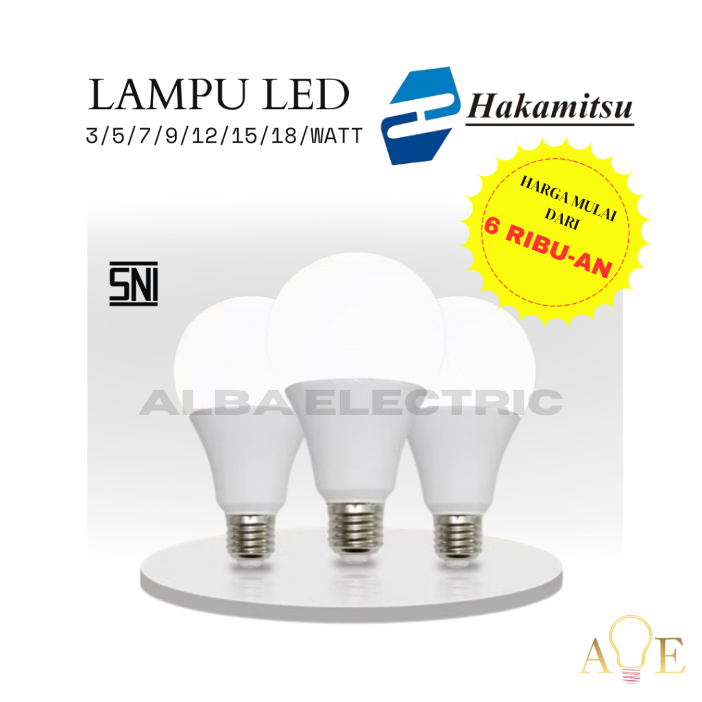 Lampu LED 3W 5W 7W 9W 12W 15W 18W Hakamitsu Bohlam Lampu LED 3watt 5watt 7watt 9watt 12watt 15watt 1