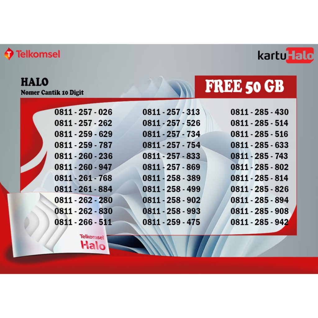 NOMER CANTIK HALO 10 DIGIT TELKOMSEL