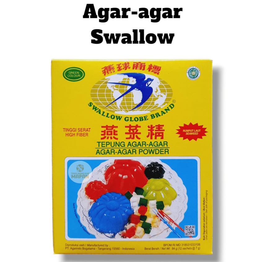 

Agar Agar Swallow Sachet Agar Agar 1Pack Putih/Plain|Merah|Hijau Swallow Globe Brand 1Pack