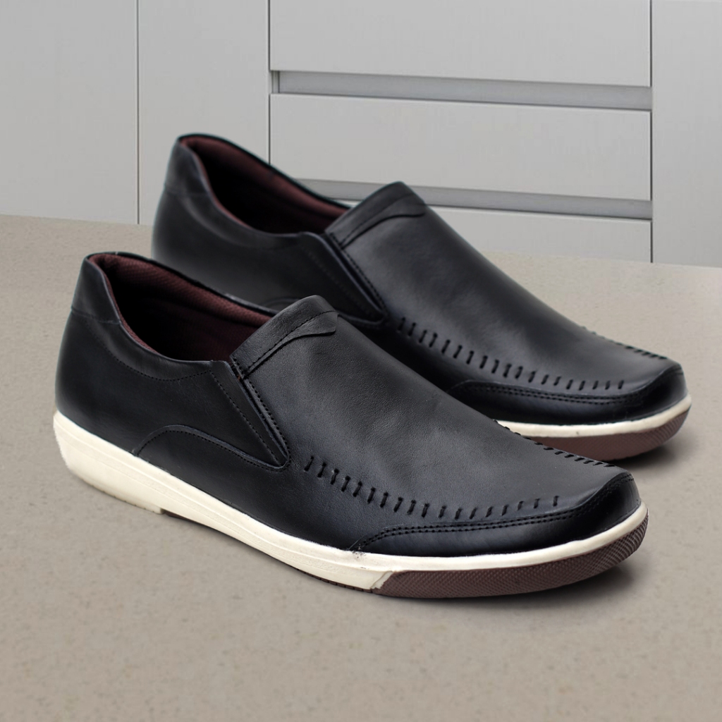 DOMINIC Sanver Sepatu Slip On Kasual Kulit Asli Pria Kerja Kantoran Casual Terbaru Ori Cowok