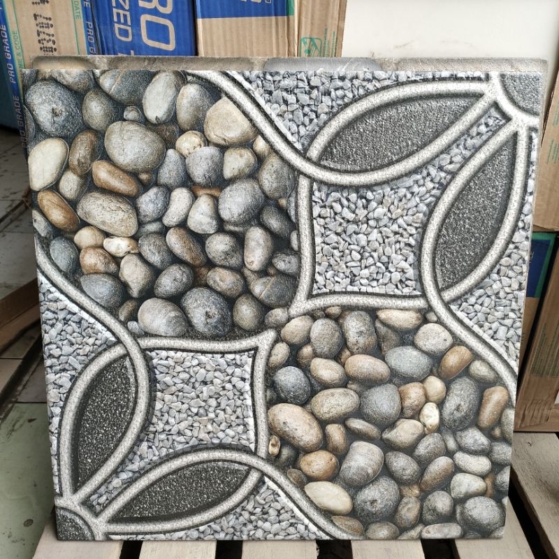 KERAMIK KASAR 50x50 MOTIF BATU ALAM - TERAS TAMAN CARPORT GARASI