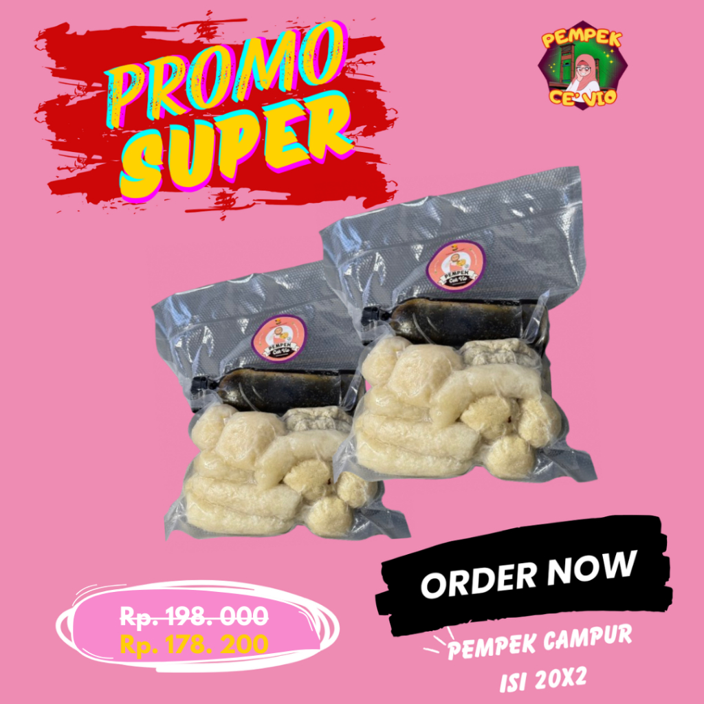 

PROMO SUPER! Pempek Ce'Vio - Beli 20 isi campur + cuko 200mL x2, 100% ikan gabus asli Palembang