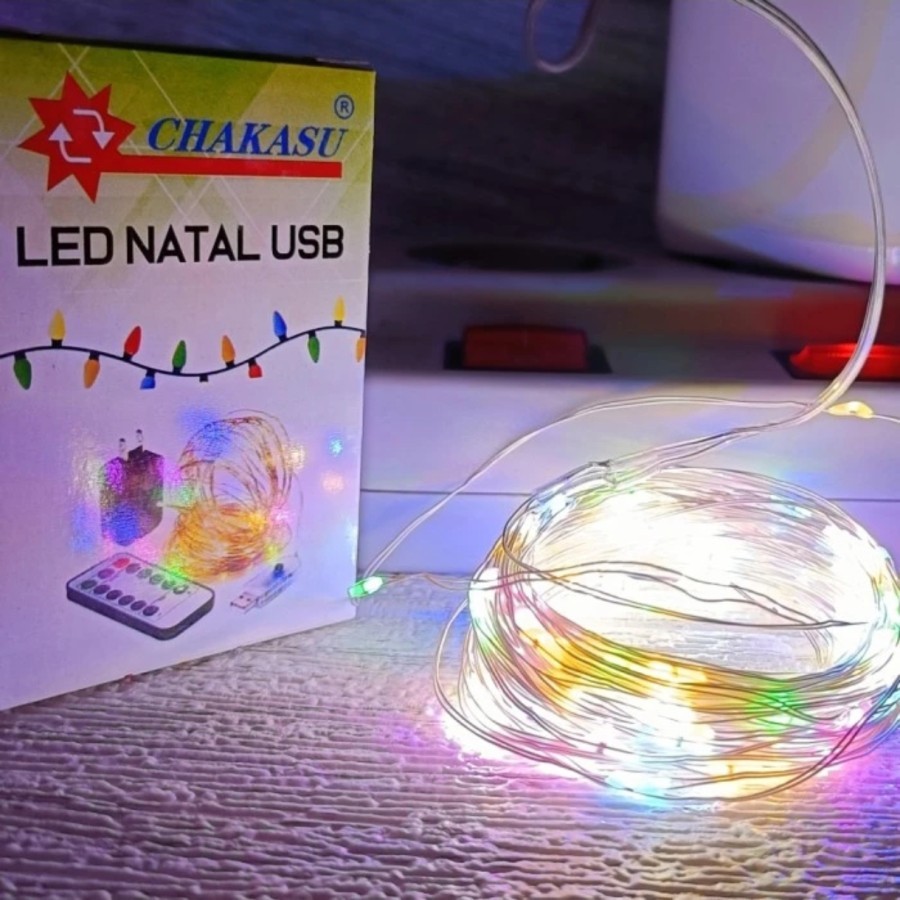 CHAKASU LAMPU NATAL LED USB KAWAT TEMBAGA WARNA WARNI 10M HIAS TUMBLER