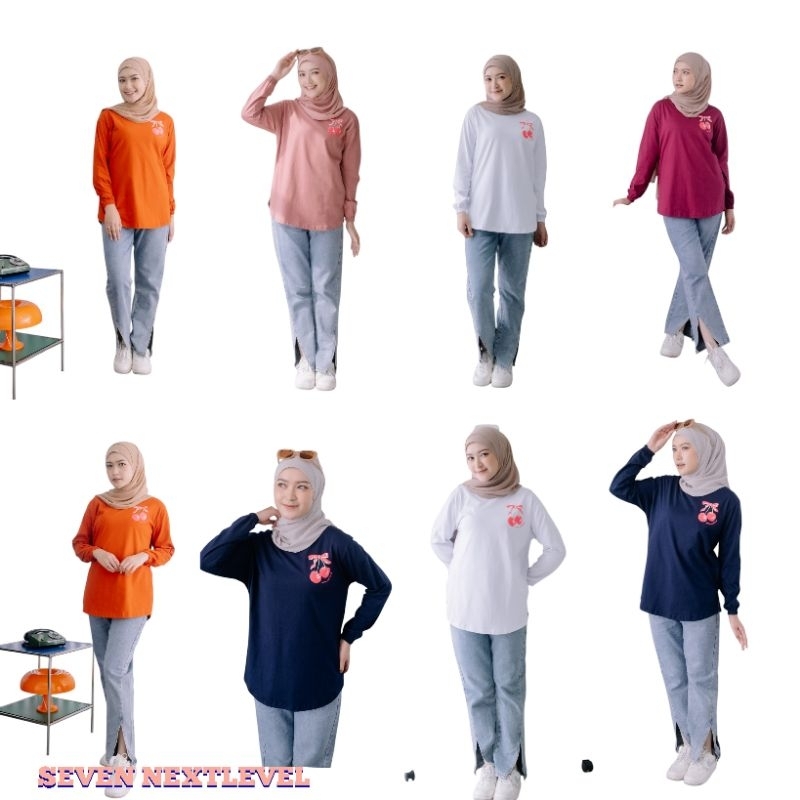 Terbaru Baju atasan wanita lengan panjang karet motif sablon