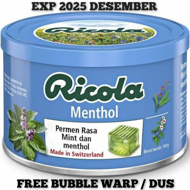 

Permen ricola menthol swiss 100g tabung exp 2025 desember spesial promo diskon gajian sale !!