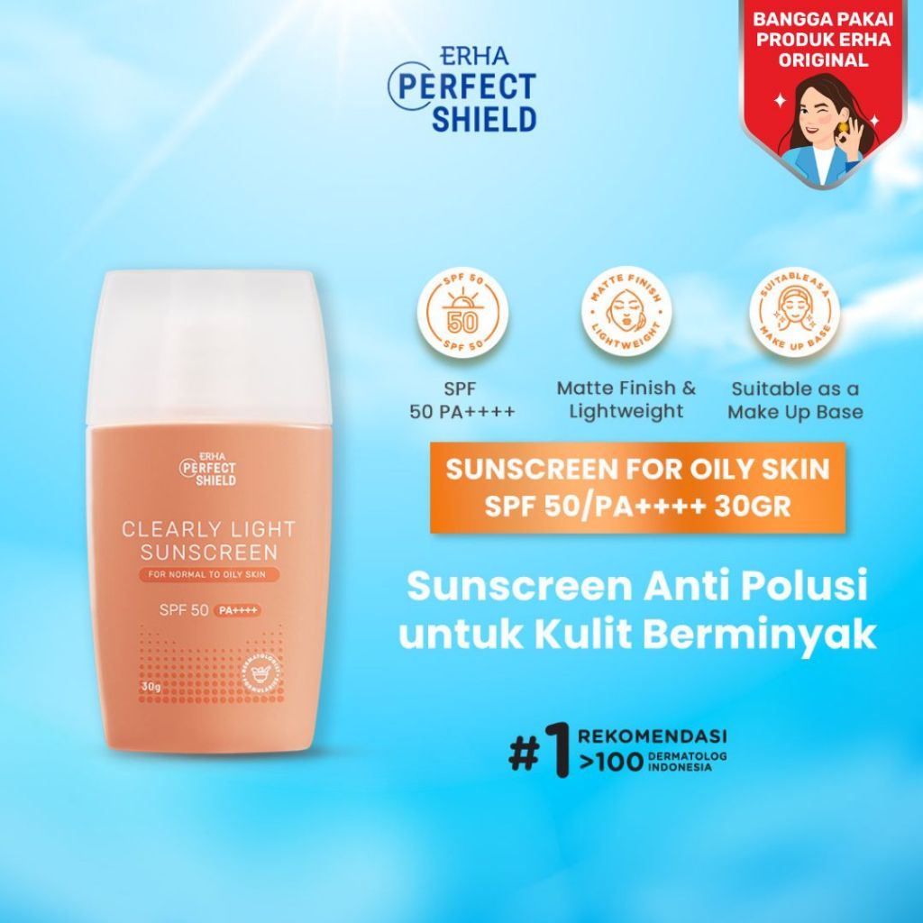 ERHA Perfect Shield Clearly Light Sunscreen SPF50/PA++++ - Sunscreen Kulit Berminyak