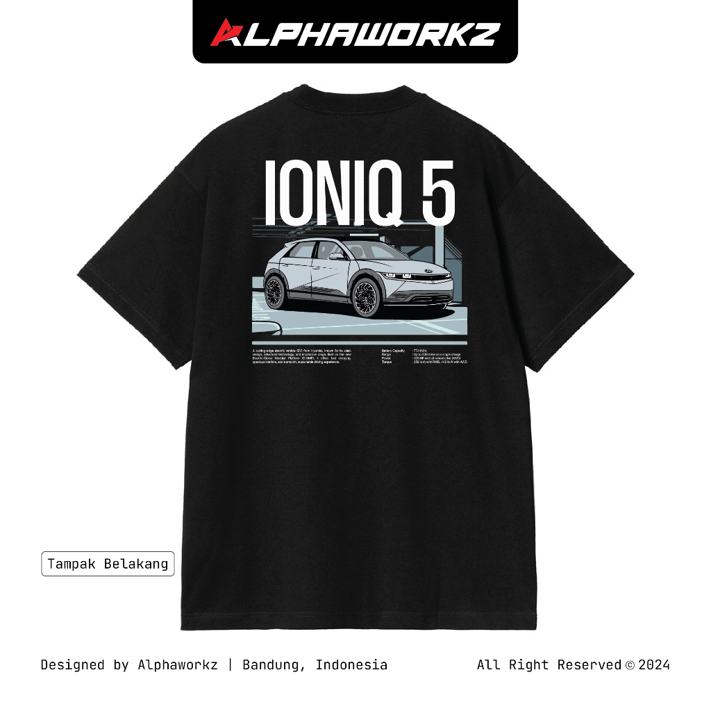 ALPHAWORKZ Kaos Mobil IONIQ5 IONIQ 5 T-SHIRT - Kaos Baju Mobil Tshirt Katun Premium