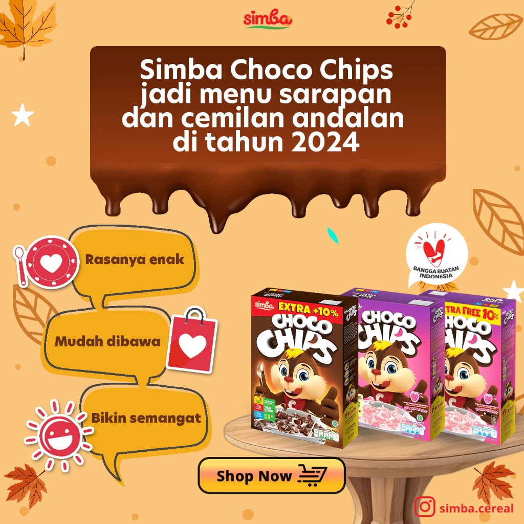 

Simba Choco chips curah sereal krunch coklat kemasan kotak 300gr + 30 gr EXP = 2025