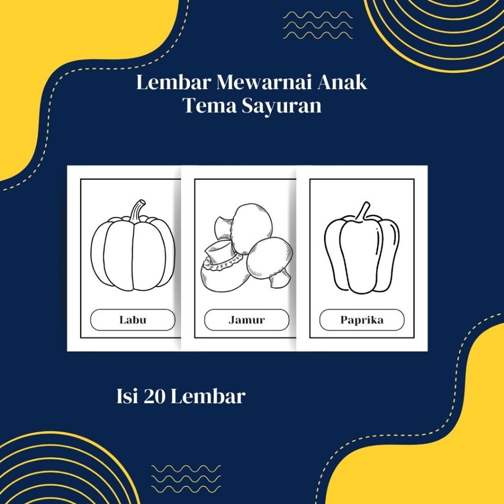 

Lembar Mewarnai Anak Tema Sayuran Kertas A4 Isi 20 Lembar