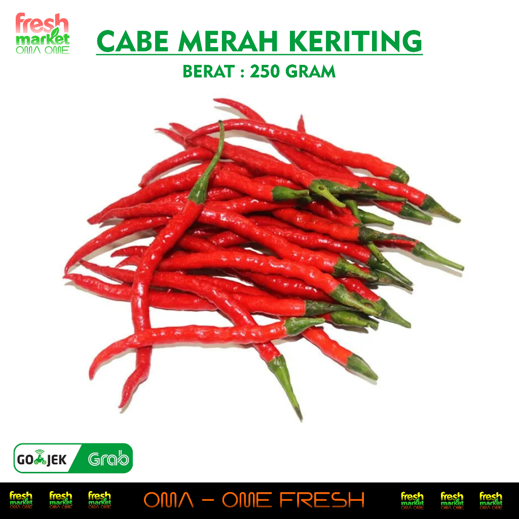 

Cabe / Cabai Merah Keriting 250 gram sayuran fresh termurah untuk olahan dengan bumbu dapur