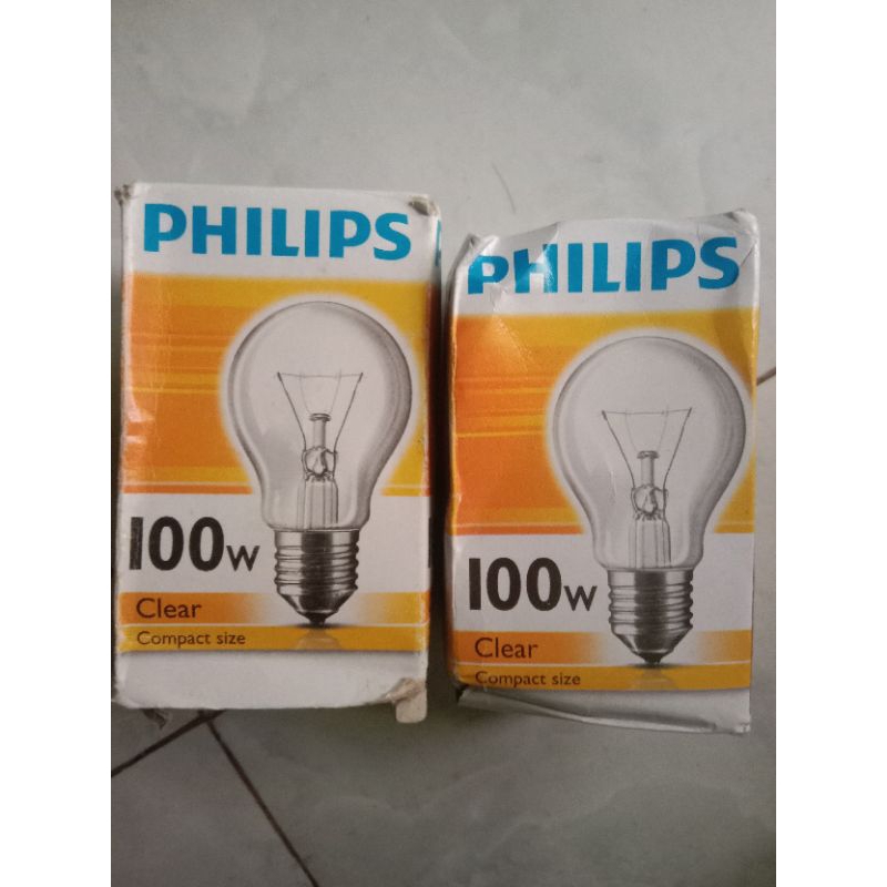 lampu pijar clear 100W Philips