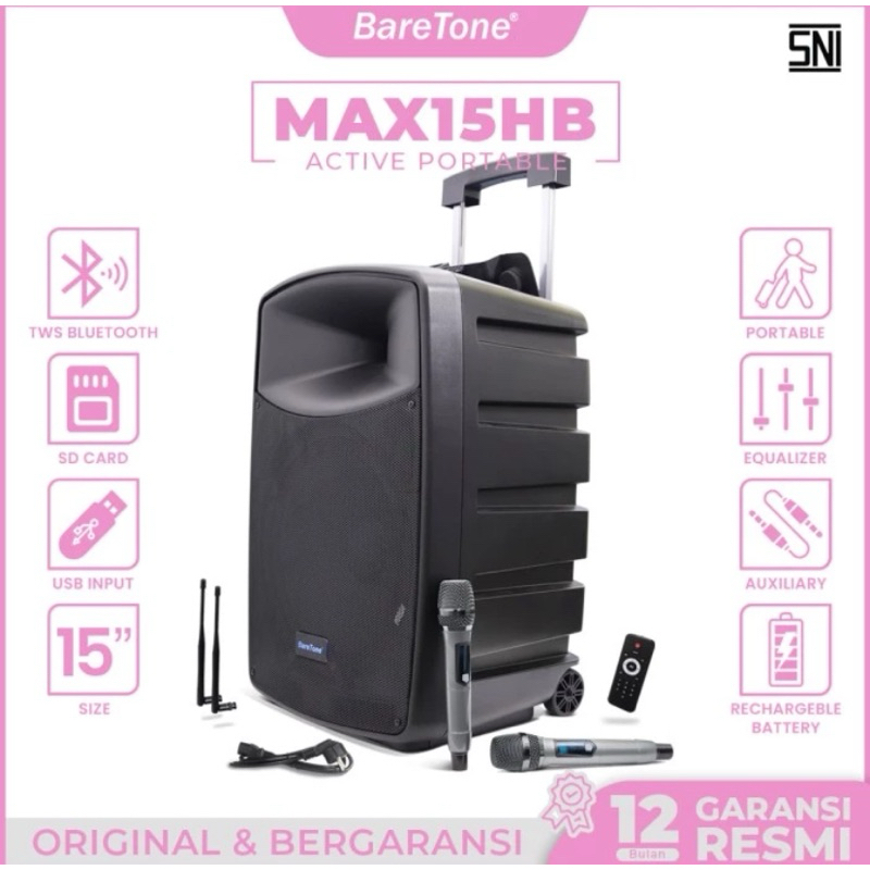 Speaker Aktif Portable Baretone MAX15HB MAX 15 HB MAX 15HB Original Baretone