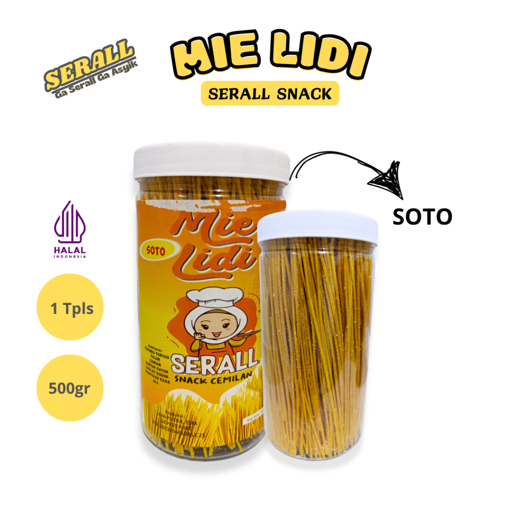 

SERALL Mie Lidi 500gr - Makanan Ringan (Soto)