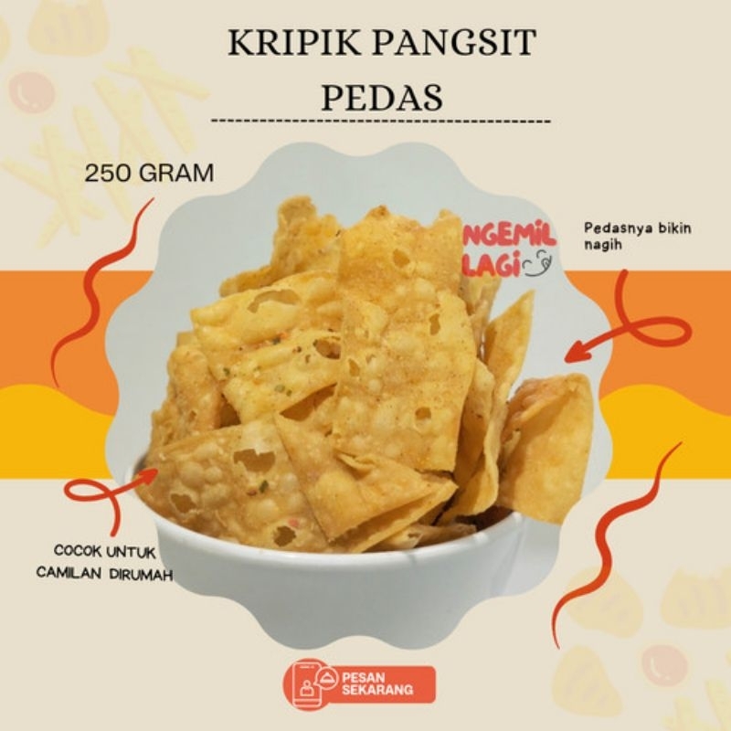 

KRIPIK PANGSIT GORENG BUMBU PEDAS GURIH || Uk 200gr