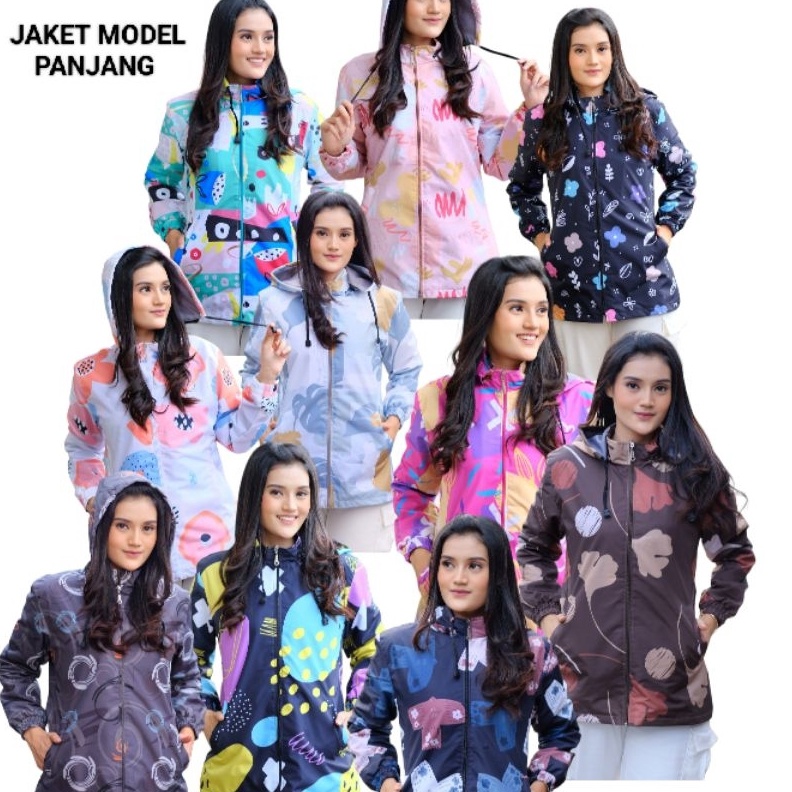 KODE W58S Zhafiraoutfit Jaket Tunik Full Printing Anti Air Anti Angin Motif