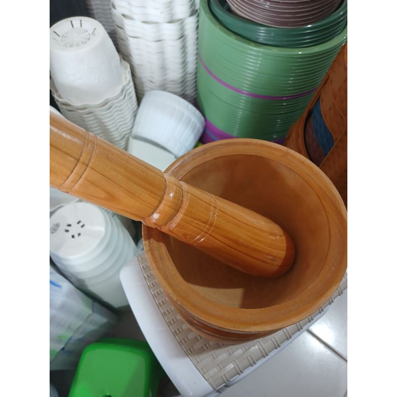LESUNG KAYU LUMPANG TUMBUKAN TRADISIONAL