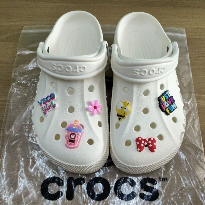 SANDAL CROCS BAYA CLASSIC CLOG NO CUTTING WHITE PUTIH W6/M8 INSOLE 25CM ORIGINAL AUTHENTIC ASLI MADE