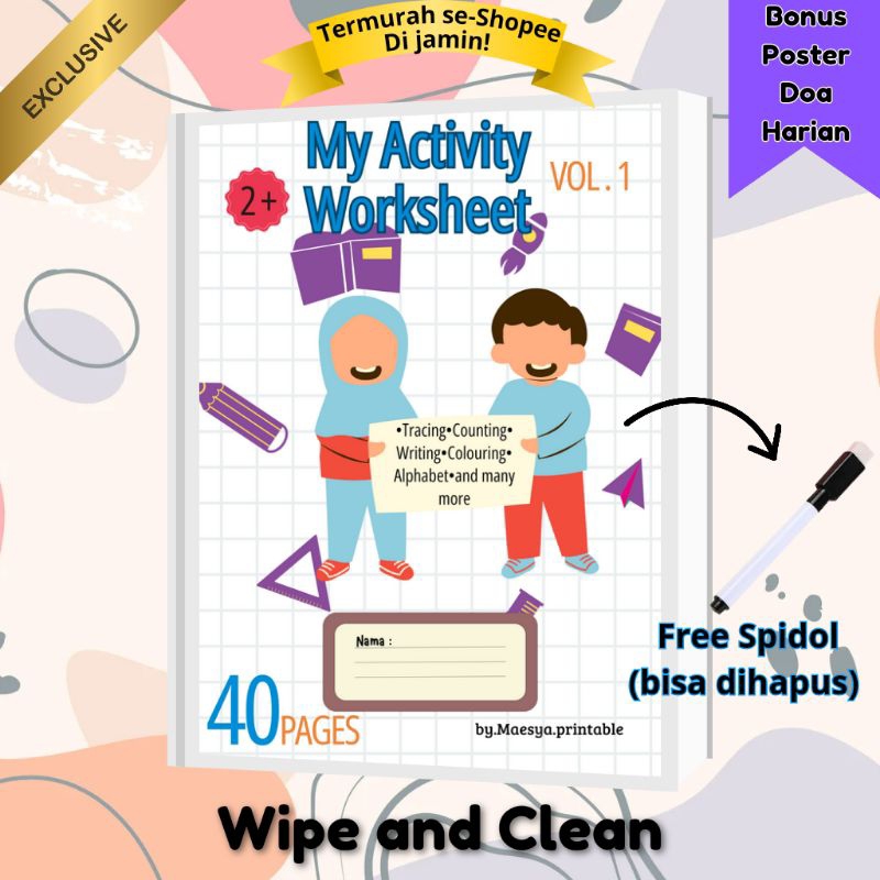 

My Activity Worksheet Untuk Usia 2-5 tahun dan Paud, Lembar Kerja Aktivitas Anak Usia Dini