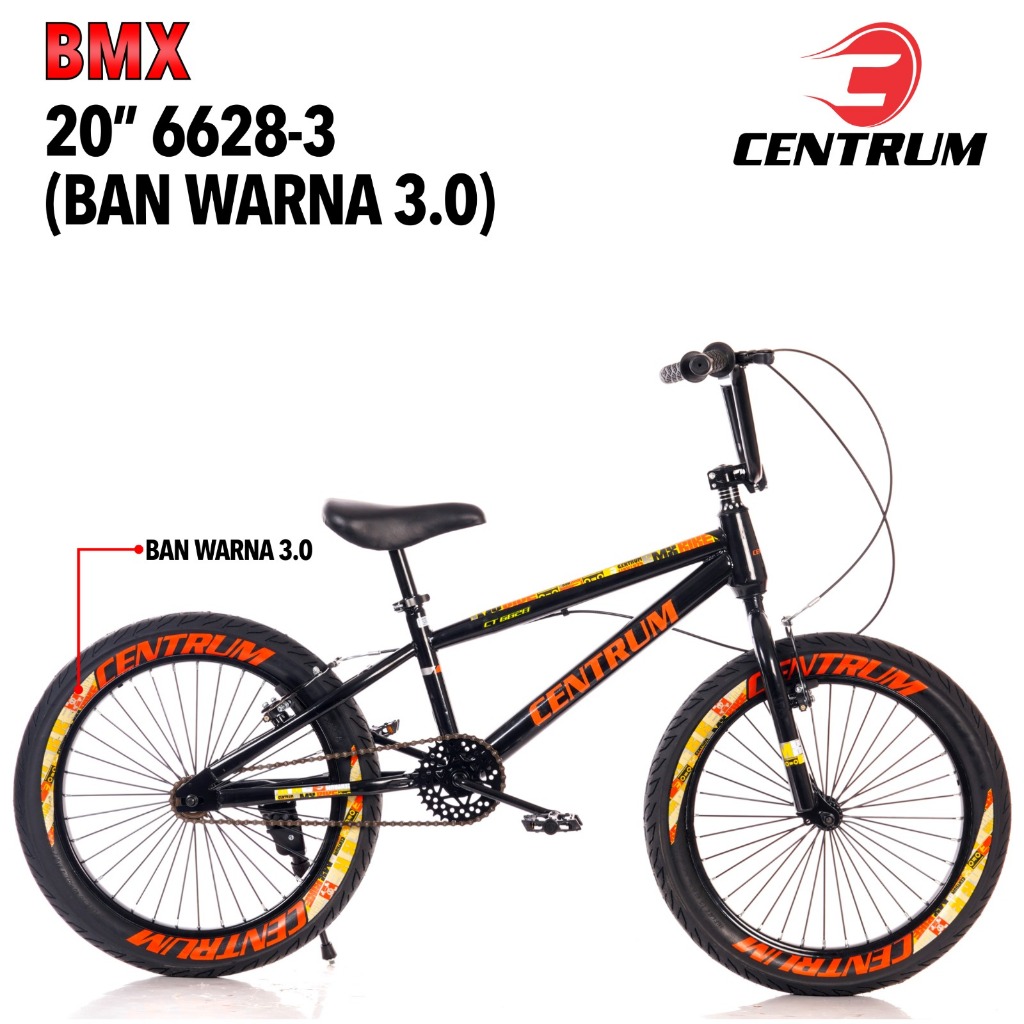Sepeda Anak Laki BMX CENTRUM 6650-3 Ban 2.40 & Jumbo 3.00 Ukuran 20 Inch Usia 8-12 Tahun