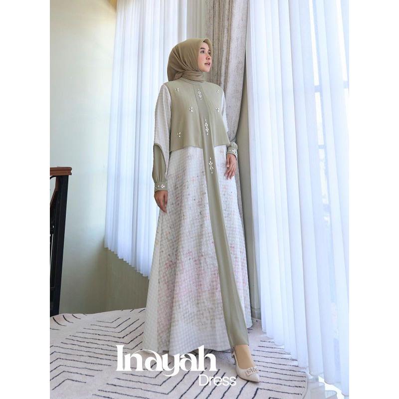 INAYAH DRESS MODEL ELEGANT DRESS MEWAH COTTON CATLEA HQ MIX CERUTY BABYDOLL