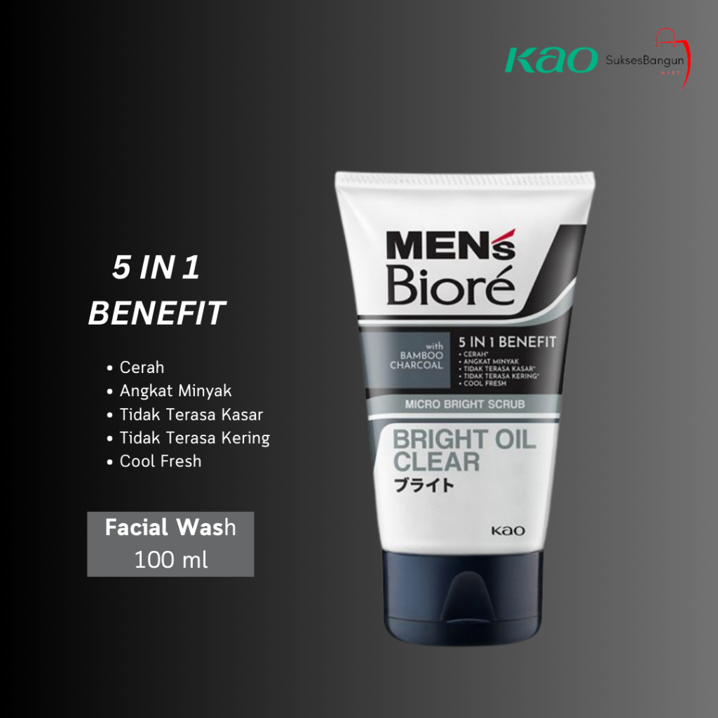 Men's Biore Scrub Facial Wash Bright Oil Clear