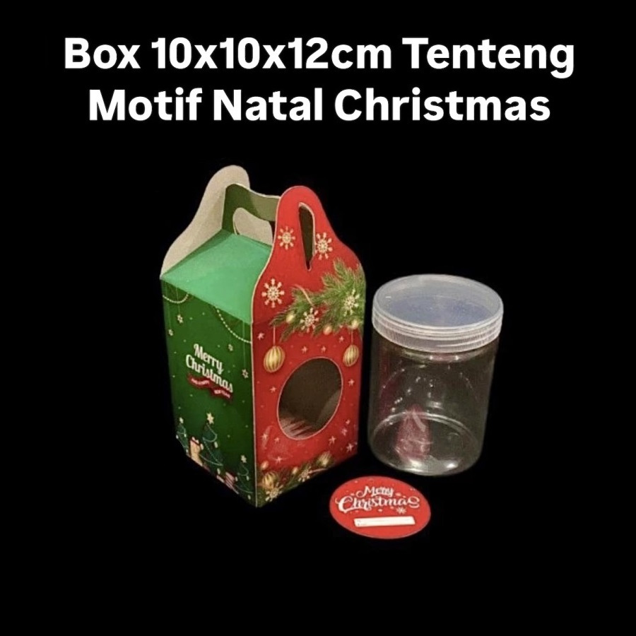 

( 10 pcs ) Box Christmas Hampers Kue Kering Dus Kotak Natal 10x10x12 cm Muat 1 Toples Tabung 600 ml